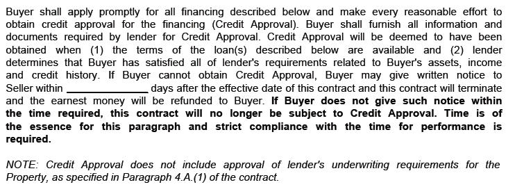 Conventional Financing Contingency Numbeer of Days