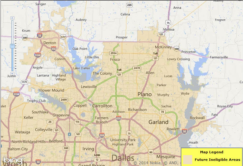 DFW USDA Elligibility Maps After February 2, 2015